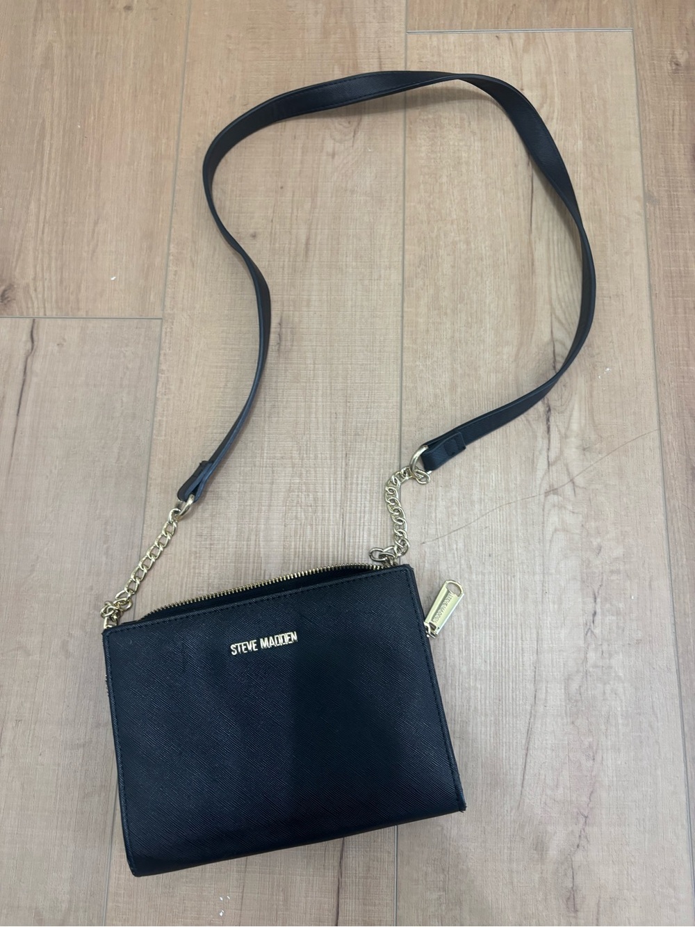 Steve Madden Black Crossbody with Gold Accents